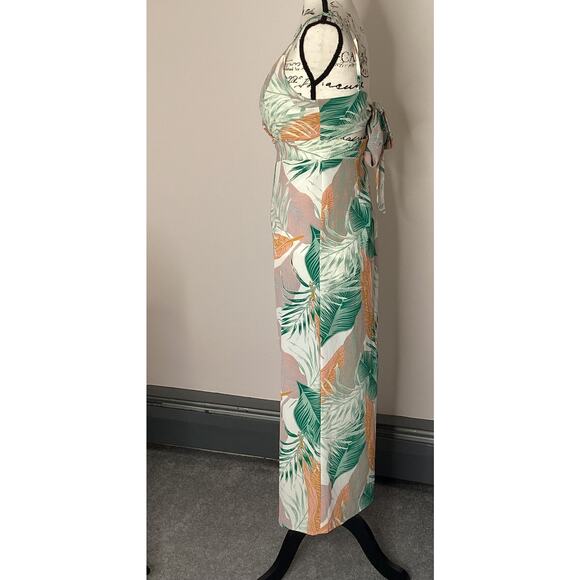 Blue Blush Tropical Print Jumpsuit Sleeveless Spaghetti Straps Cropped Wide Leg - Picture 5 of 15